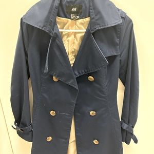 Navy color cotton mix trench coat